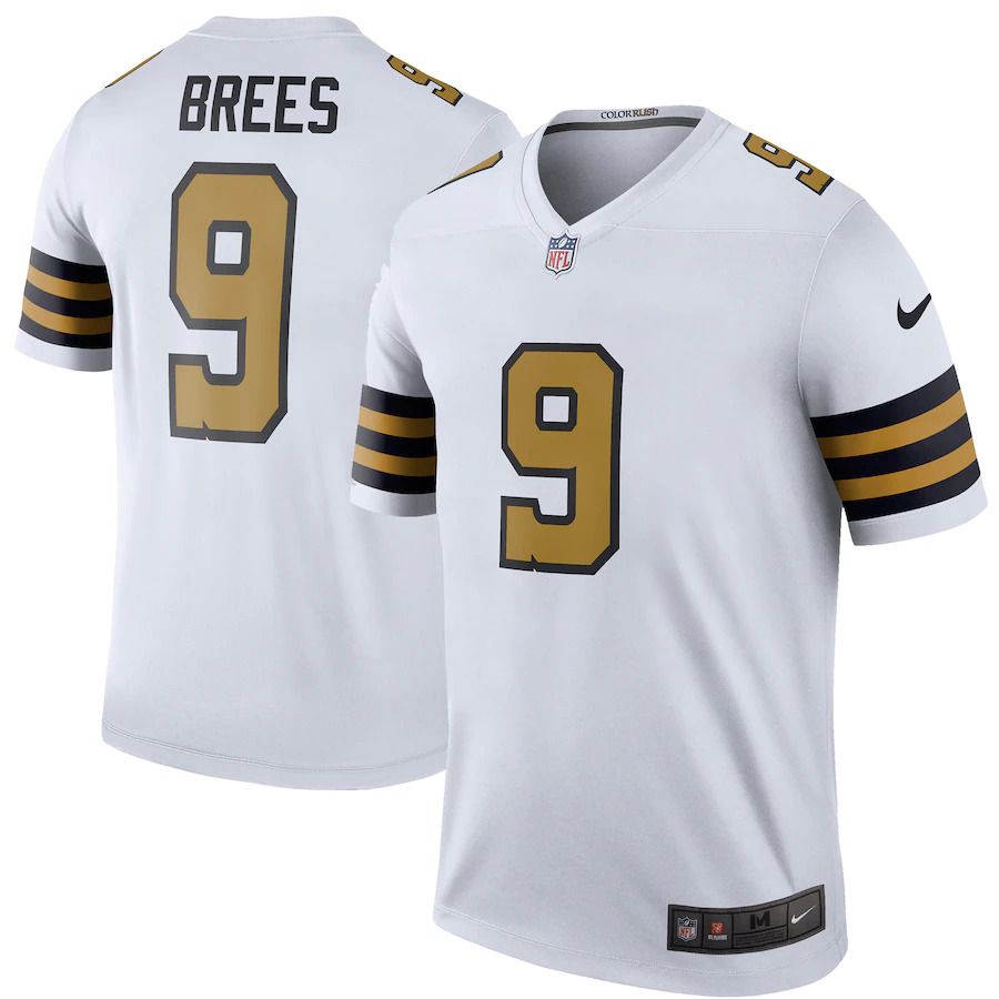 Men New Orleans Saints 9 Drew Brees Nike White Color Rush Legend NFL Jersey